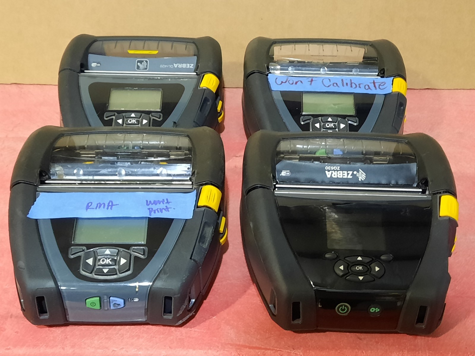 Lot of 4 Zebra ZQ630/QLn420  Label Printer WiFi Bluetooth  READ DESC For Parts