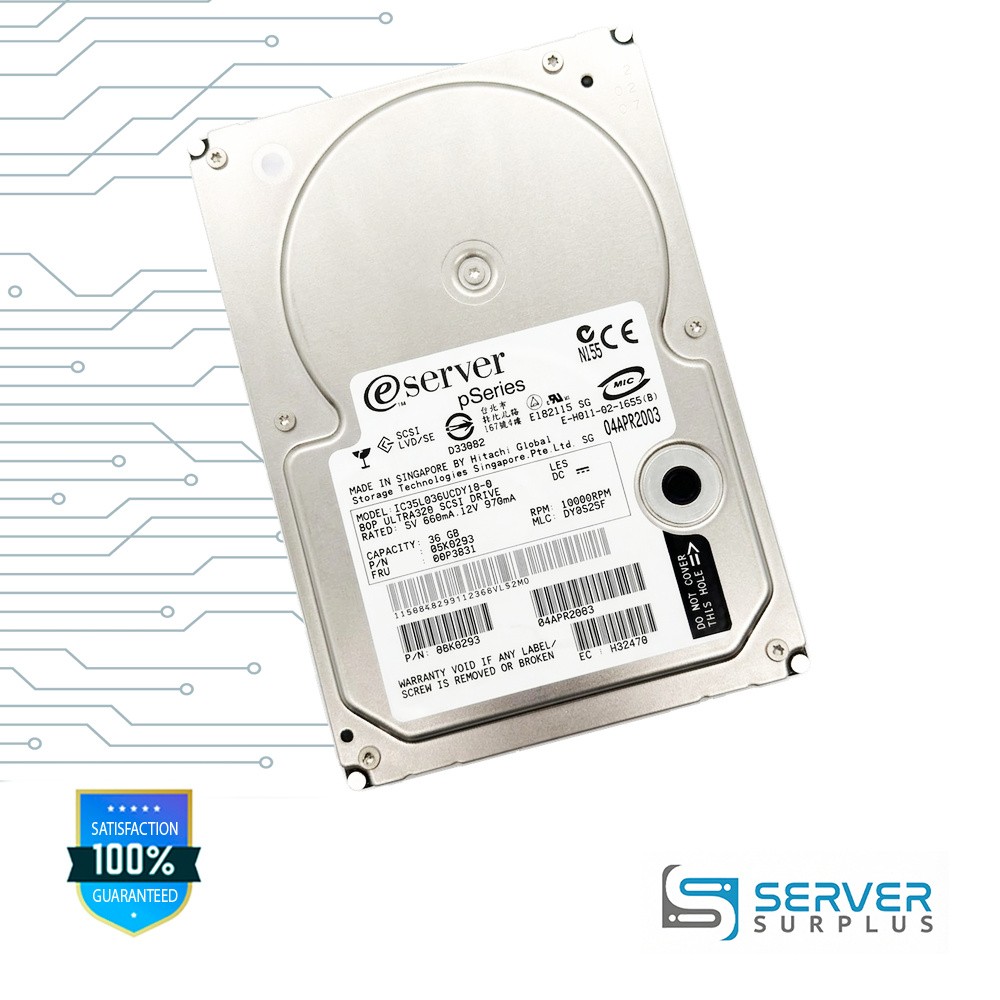 IBM 36GB SCSI 10000RPM 3.5 in Enterprise HDD | 00P3831 | IC35L036UCDY10-0