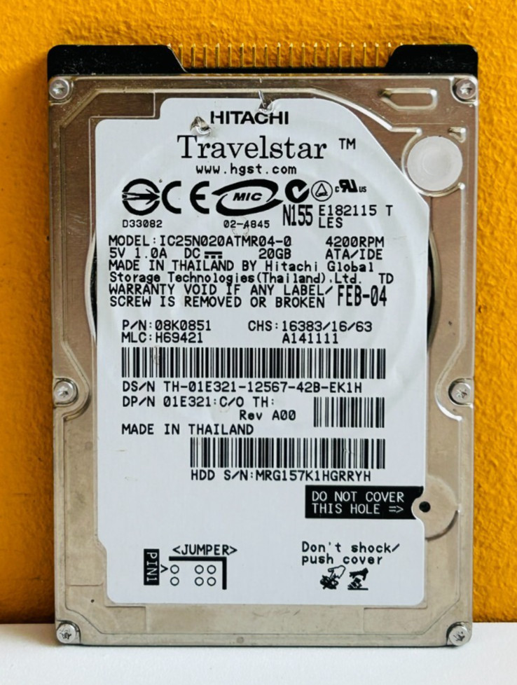 Hitachi Travelstar IC25N020ATMR04-0 20 GB, 4200 RPM, 2.5" SFF Hard Drive Tested