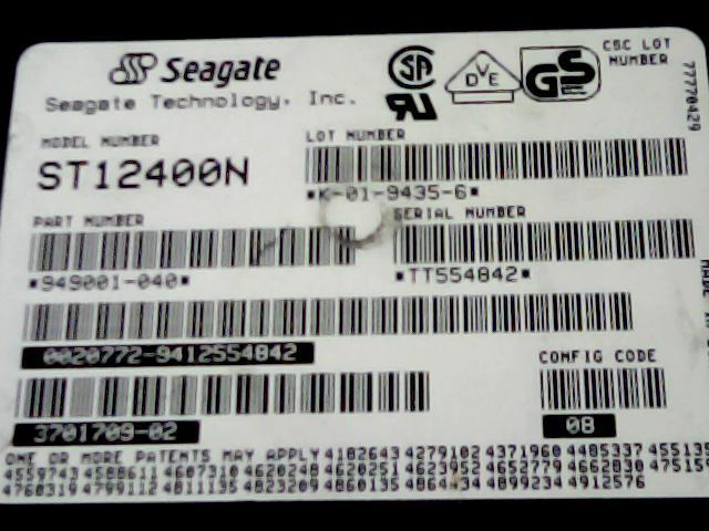 Seagate ST12400N 949001-040 2.15GB K-01-9435-6 CONFIG 08 SCSI-2 Hard Drive 