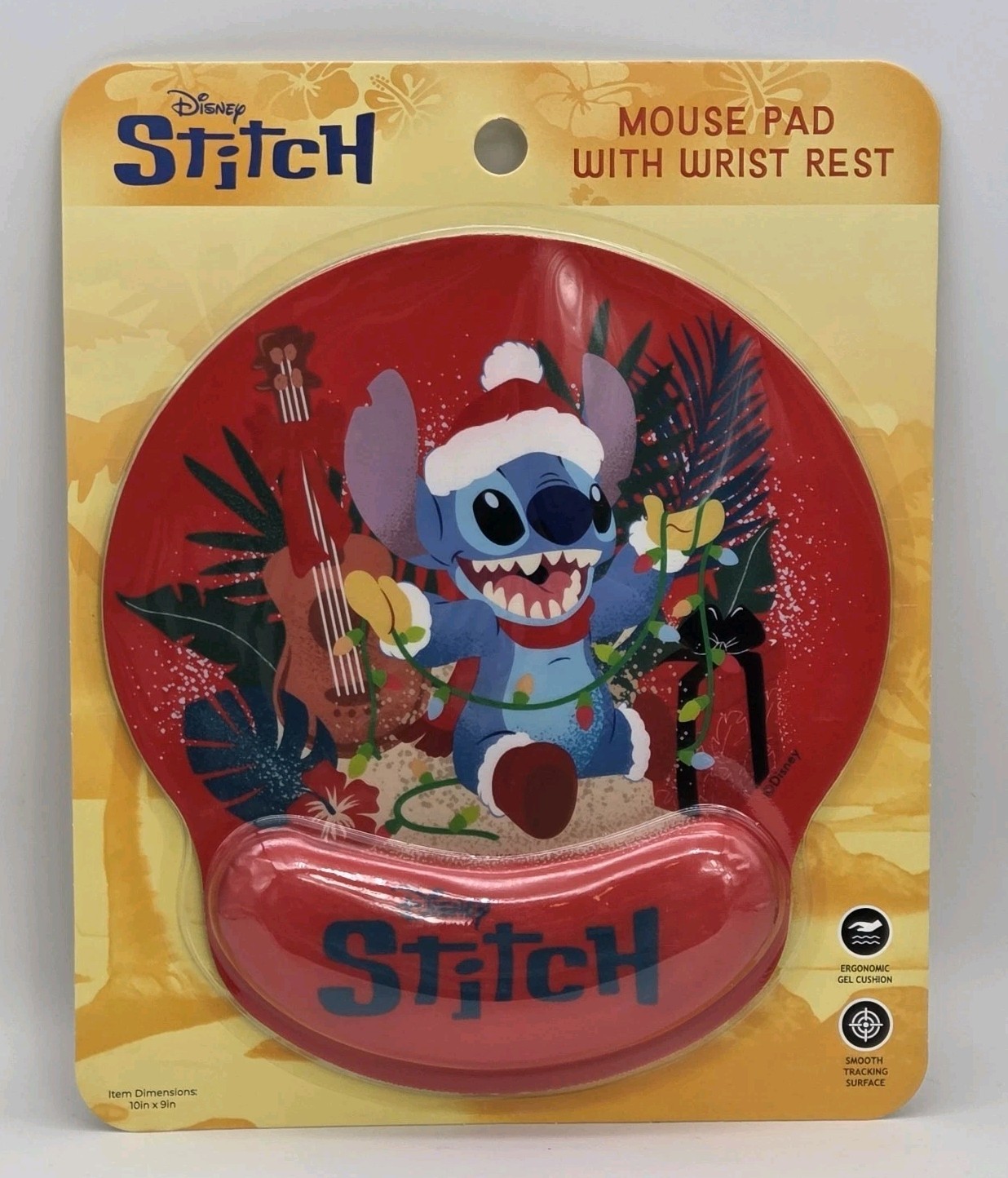 Disney Stitch Mouse Pad With Wrist Rest Ergonomic Gel Cushion Red Christmas