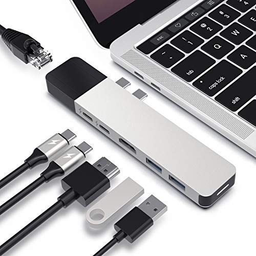 HYPER DRIVE USB C HUB NET 6-IN-2 MACBOOK MULTI-PORT 4K30HZ HDMI - SILVER