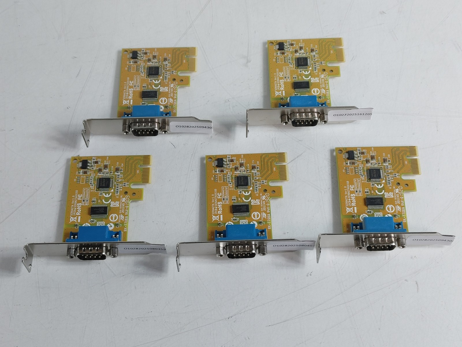 Lot of 5 DELL Sunix RS-232 Low Profile Serial Port PCI-E Interface Card NT0HM