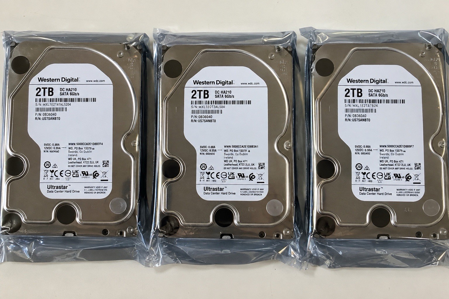 3X NEW Western Digital WD 3.5" Ultrastar DC HA210 2TB SATA 6Gb/s HDD 1W10002