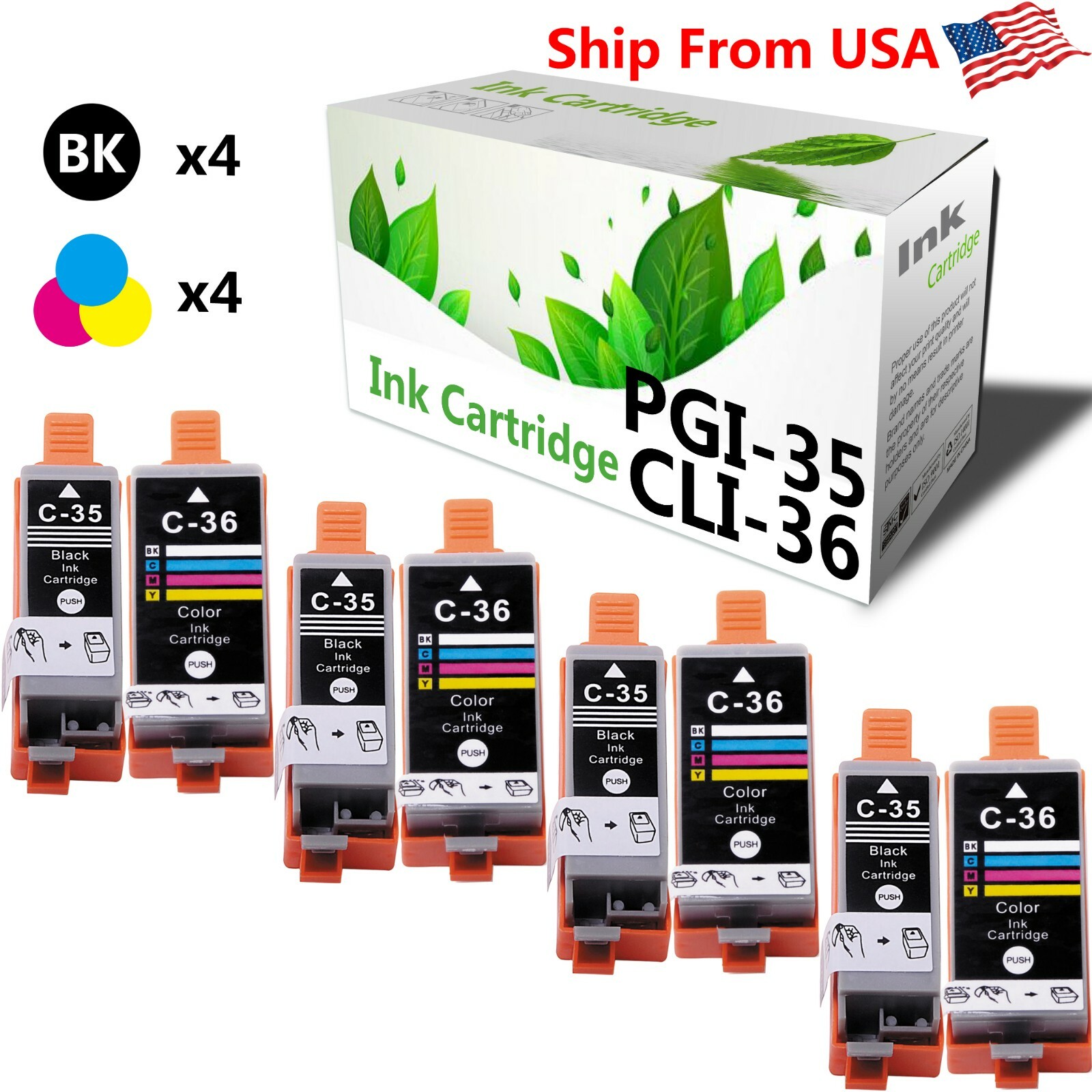 8 Pack PGI 35 CLI 36 ink Cartridge used for iP110 iP110 iP110 iP110 Printers
