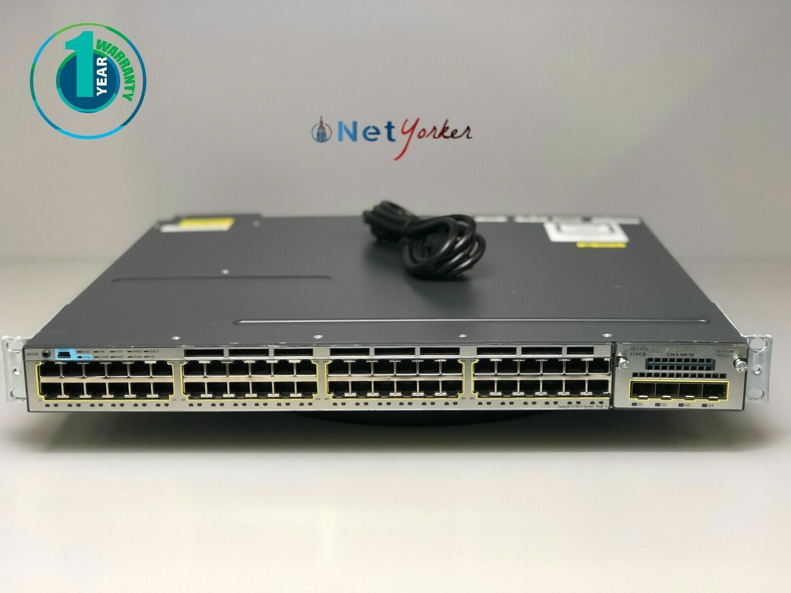 Cisco WS-C3750X-48PF-E 48 Port PoE Gigabit Switch W/C3KX-NM-1G- Fast Shipping
