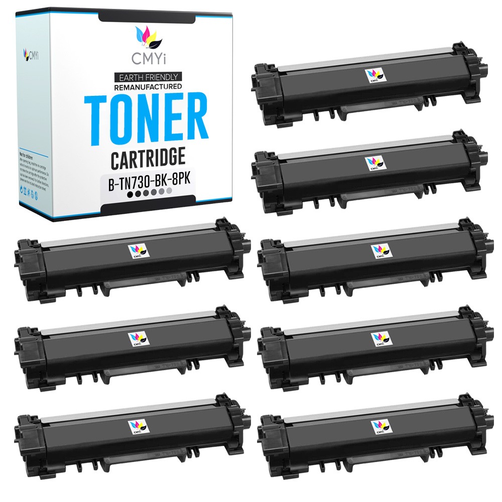 8-Pack Compatible CMYi TN730 Printer Cartridges fits Brother MFC-L2712D L2715DW
