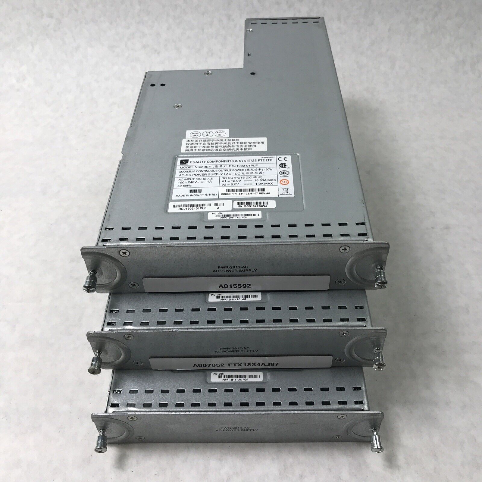 Quality Components DCJ1902-01PLF 190W 240V 60Hz Power Supply (Tested) (Lot of 3)