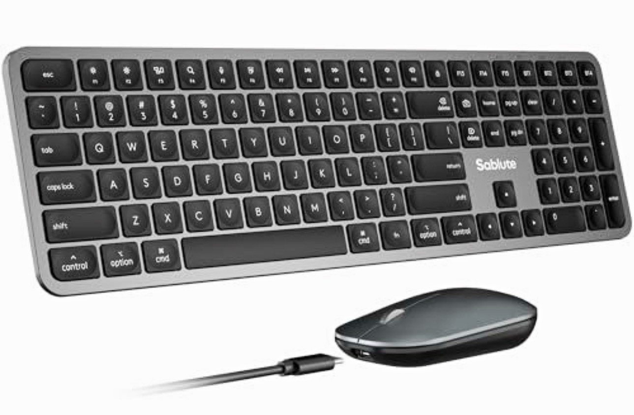 SABLUTE Wireless Bluetooth Keyboard and Mouse for Mac, Metallic Texture