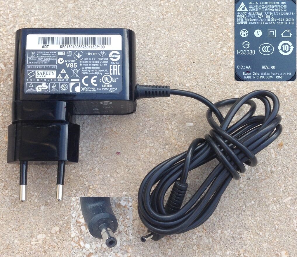 Original Charger Aspire Switch 10 SW5-011 Serie ADP-18TB C 12V 1.5A W/Plug