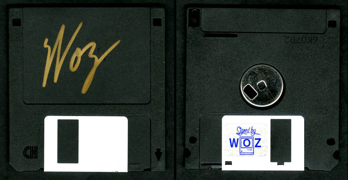 Steve Wozniak SIGNED AUTOGRAPHED 3.25" HD Black High Double Density Disk Apple