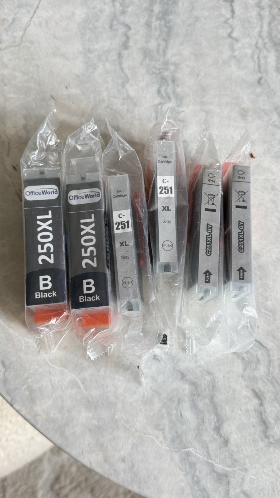 6 Pack CLI-251XL Gray Ink Cartridge For Canon Pixma MG6320 IP8720 MG7120 MG7520