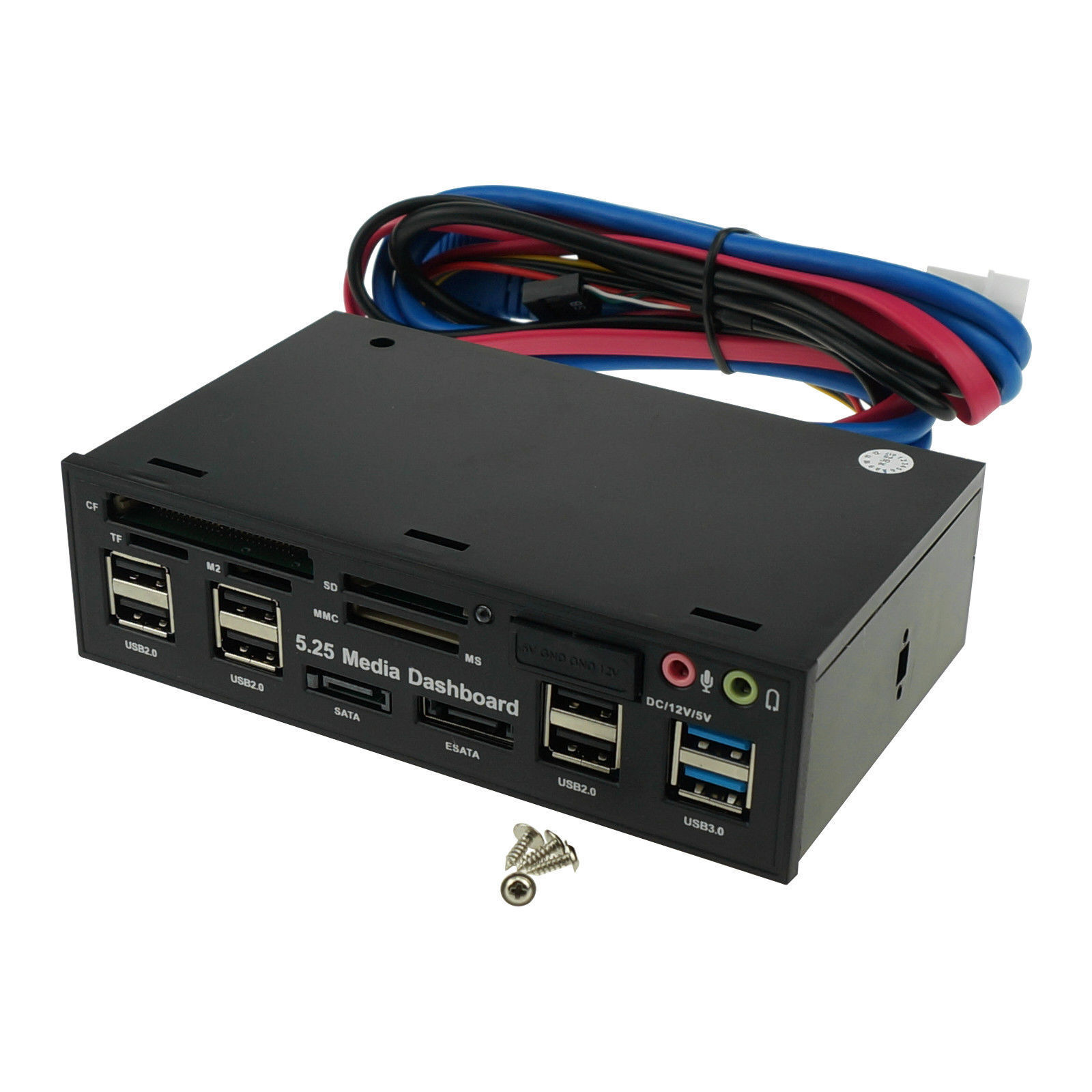 Media Dashboard 5.25 inch Front Panel Multi Function Audio eSATA USB Card Reader