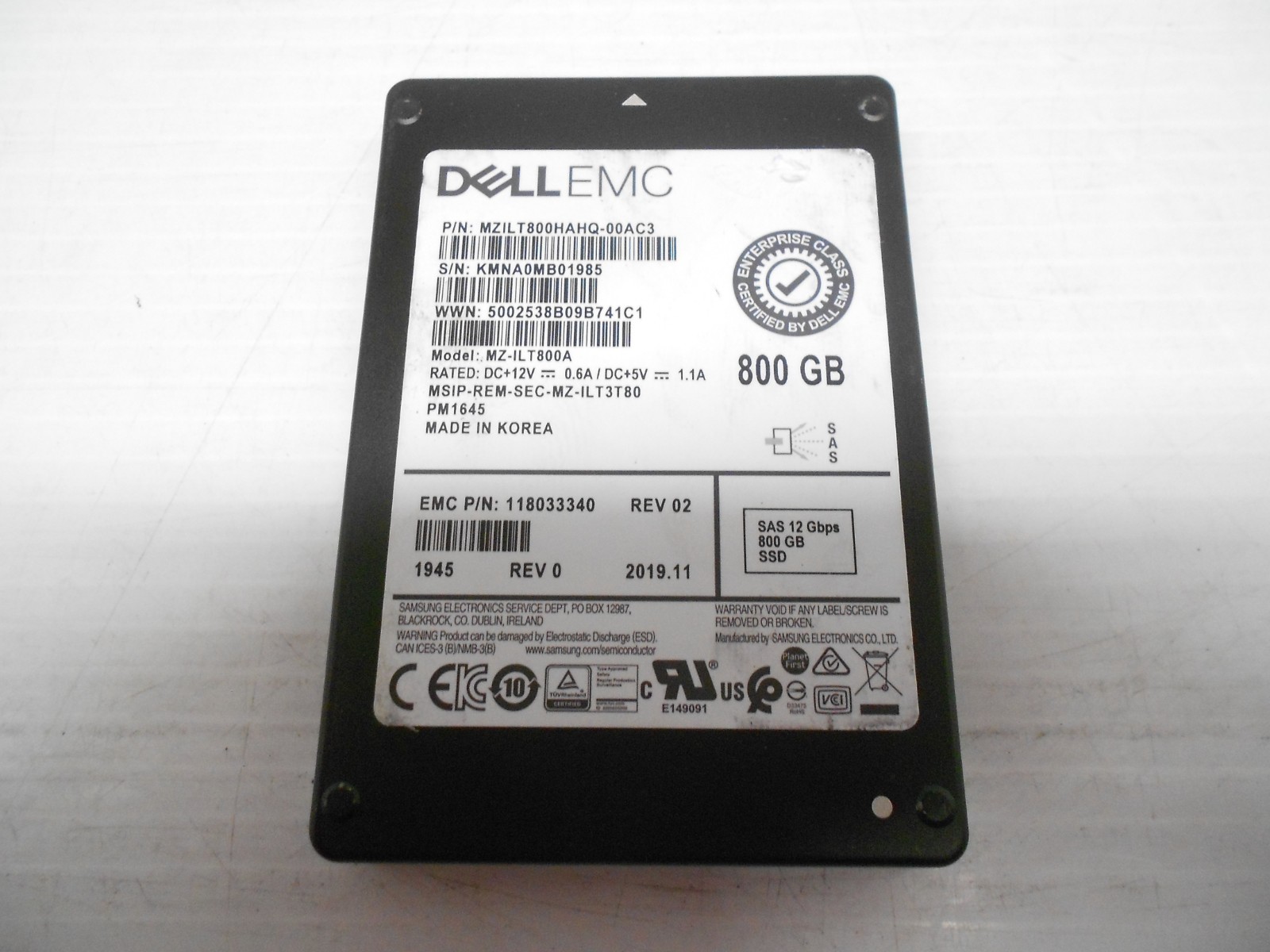 Dell 800GB 12G SAS SSD Hard Drive 2.5' Server Storage JBOD HP MZ-ILT800A