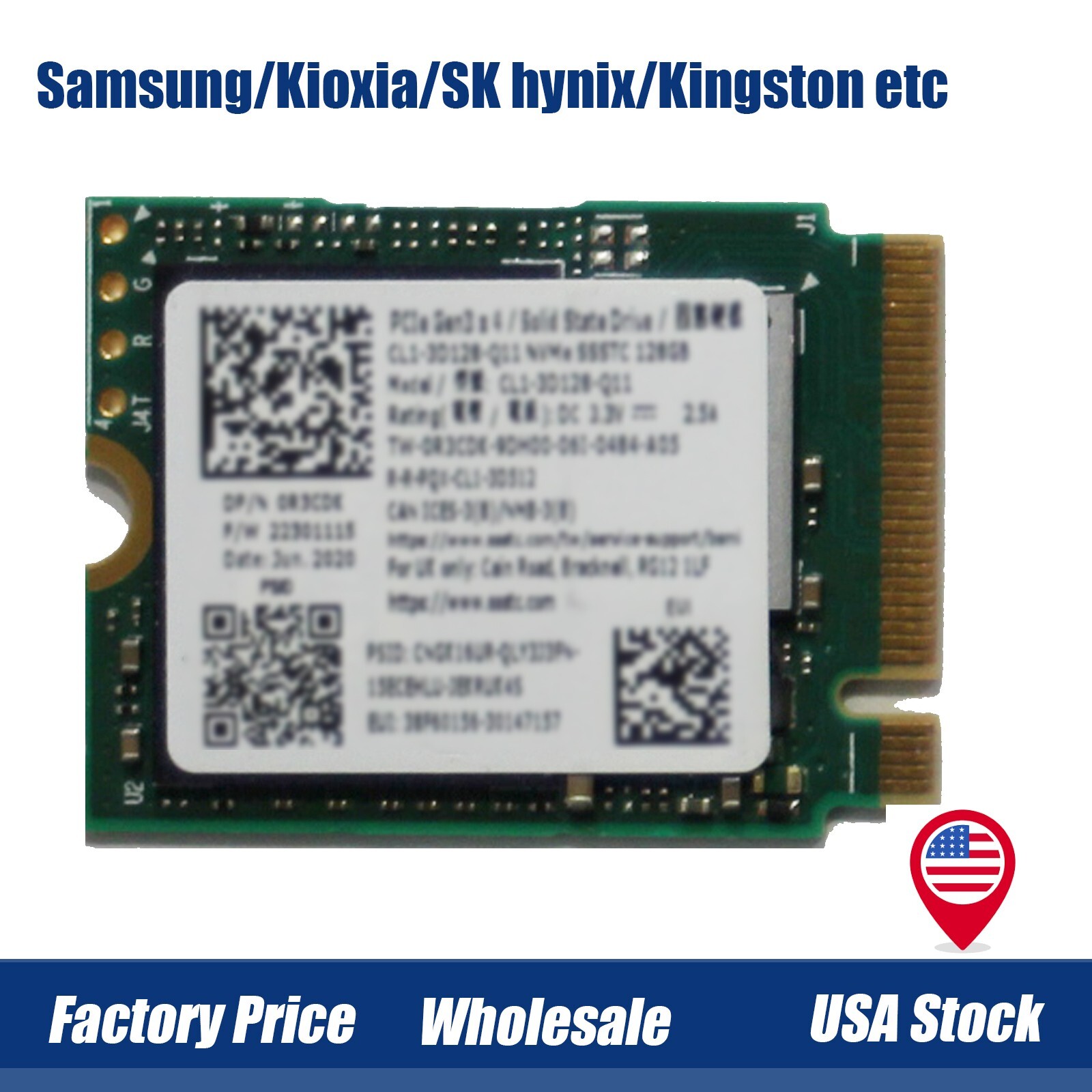 Samsung/Kioxia/Kingston etc. 2230 NVMe M.2 128GB/256GB/512GB SSD - Random Brand