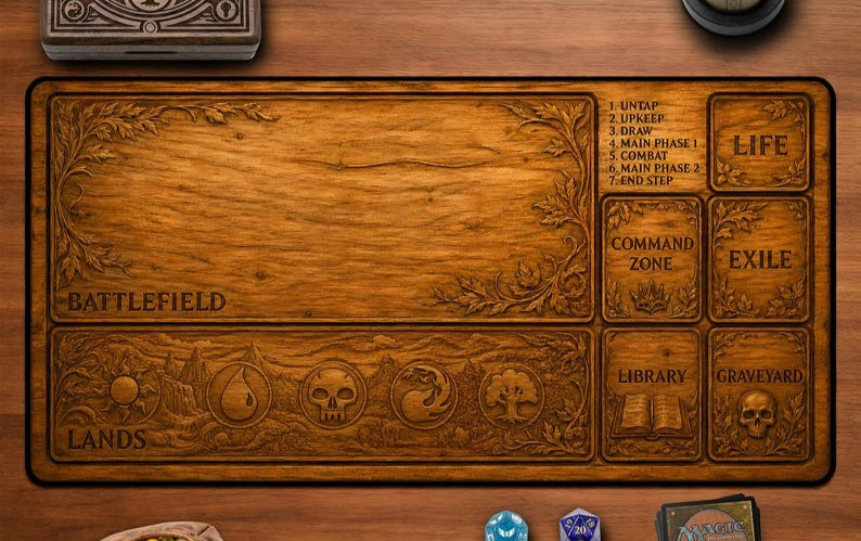 MTG Playmat Wood Carved Magic The Gathering Commander Gaming Desk Mat Mouse Pad