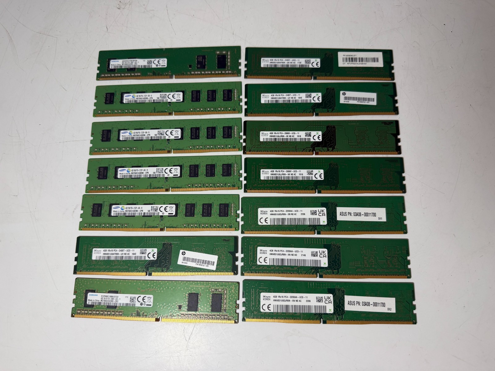 DDR4 Lot of 14- 4GB each  Memory PC4-2133P/2400T/2666V/3200AA Mixed Brands