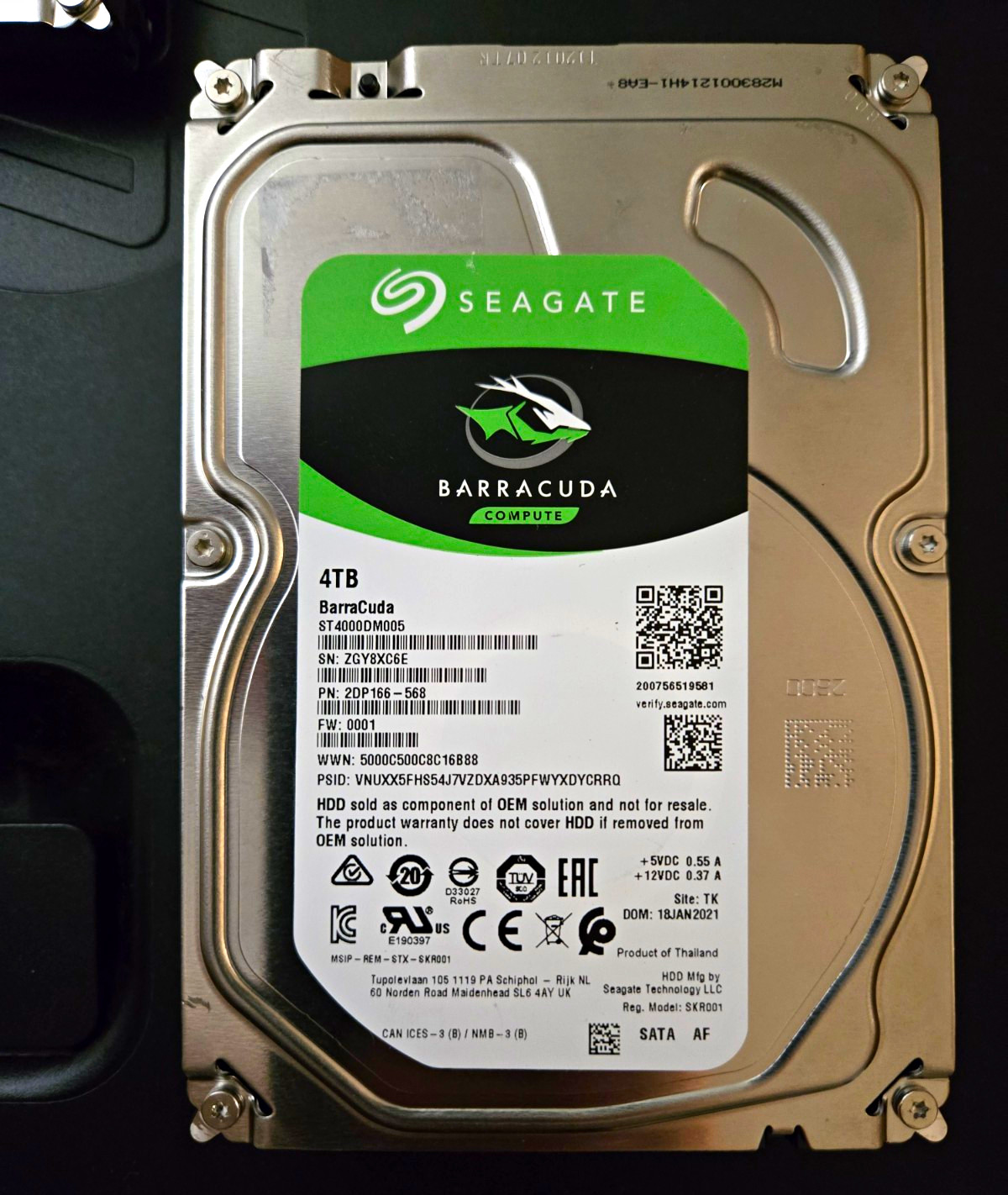 Seagate BarraCuda Compute 4TB 3.5" SATA HDD 5400RPM 256MB ST4000DM005