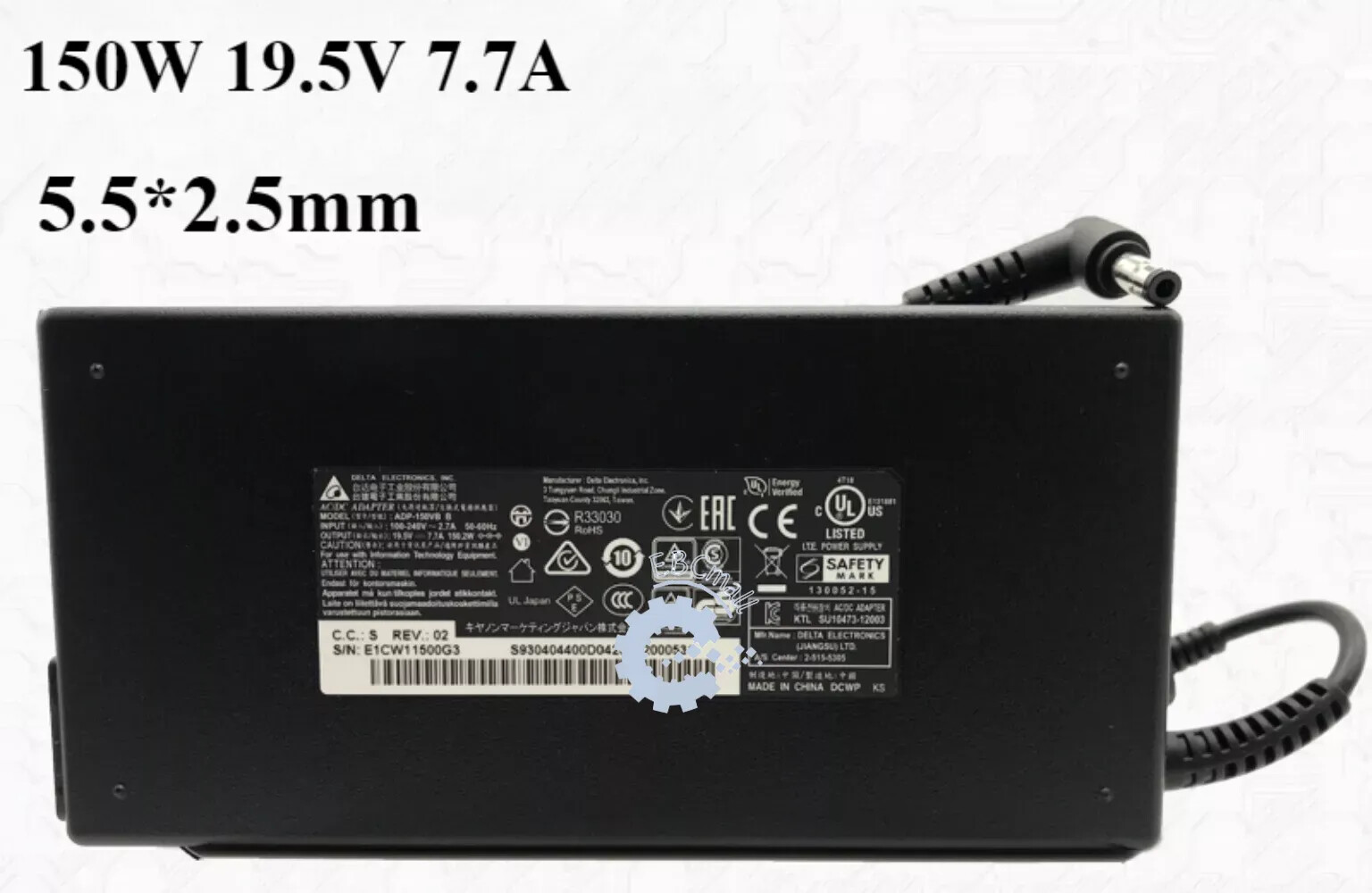 Delta 150W 19.5V 7.7A Charger ADP-150VB B for MSI GP62 5.5*2.5mm Tip AC Adapter