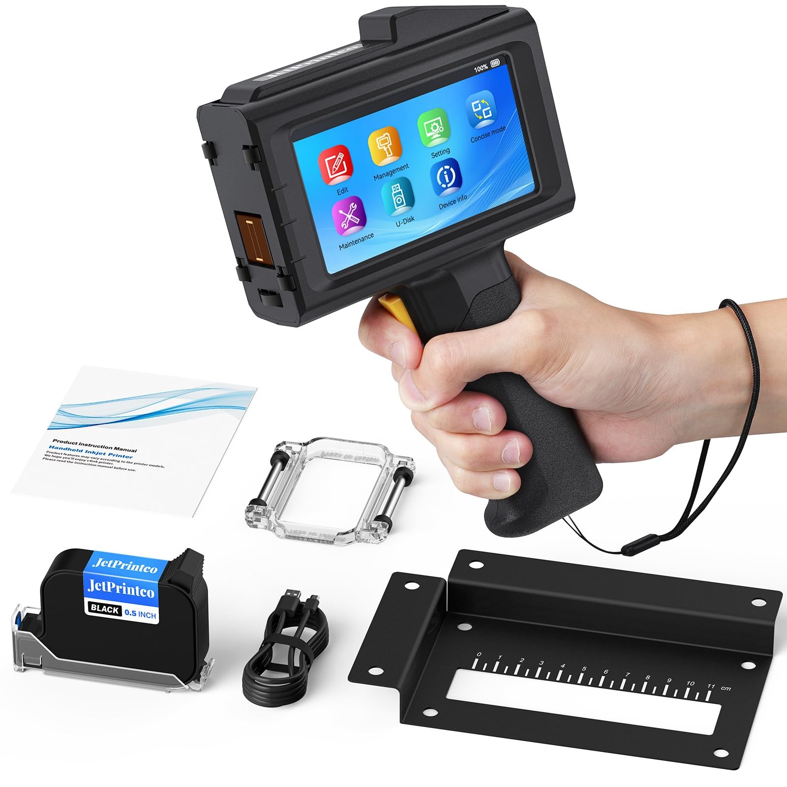 0.5" Handheld Inkjet Printer Portable Coding Machine for Plastic Metal Wood