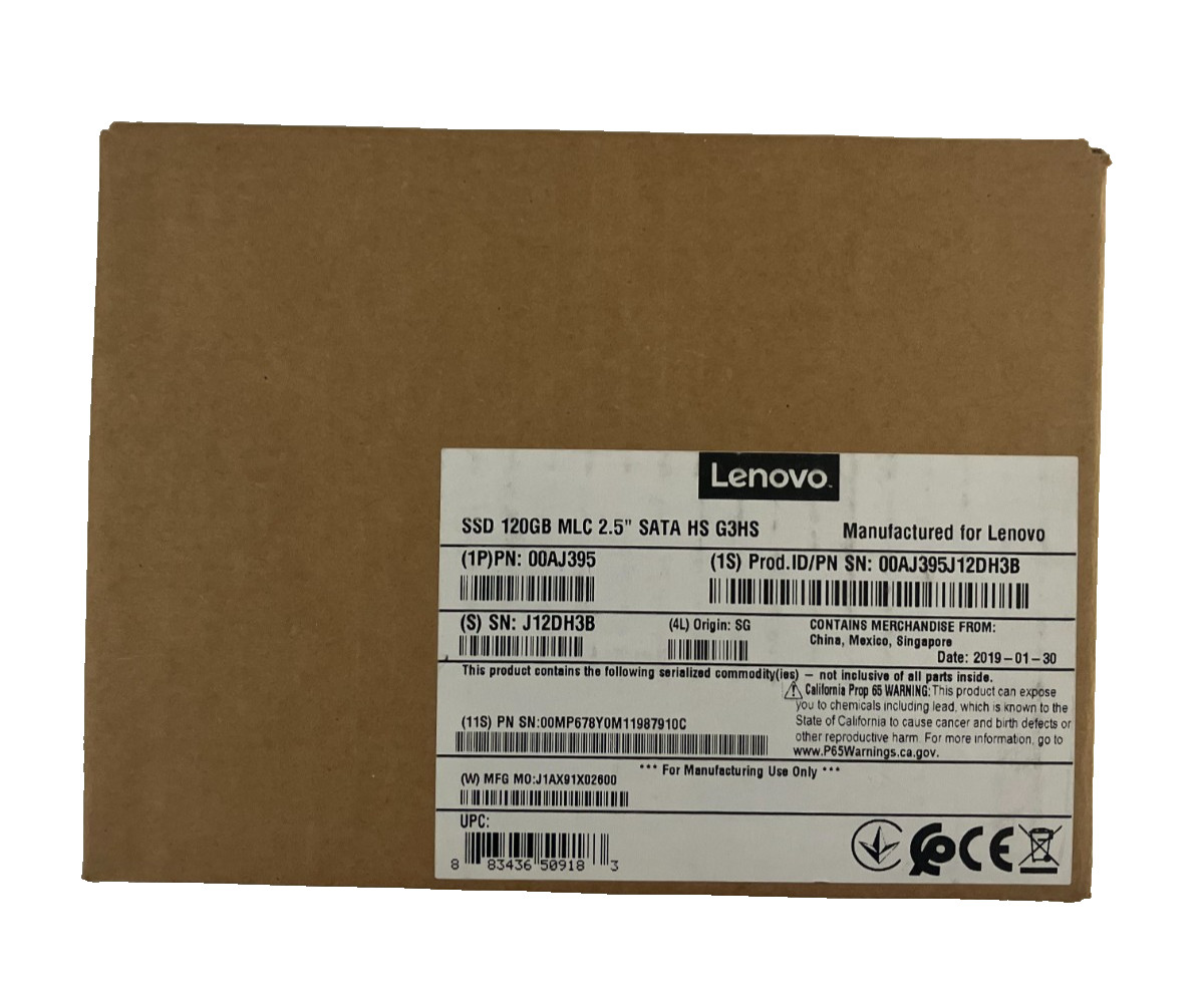 LENOVO 120GB MLC SATA HS SSD G3HS 2.5" 00AJ395 NEW