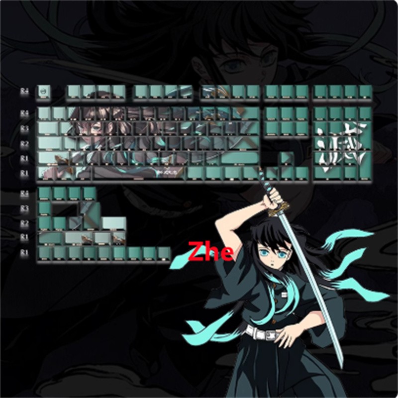 Demon Slayer Tokitou Muichirou 133 Keycap Side Engraved PBT Cherry MX For Keypad