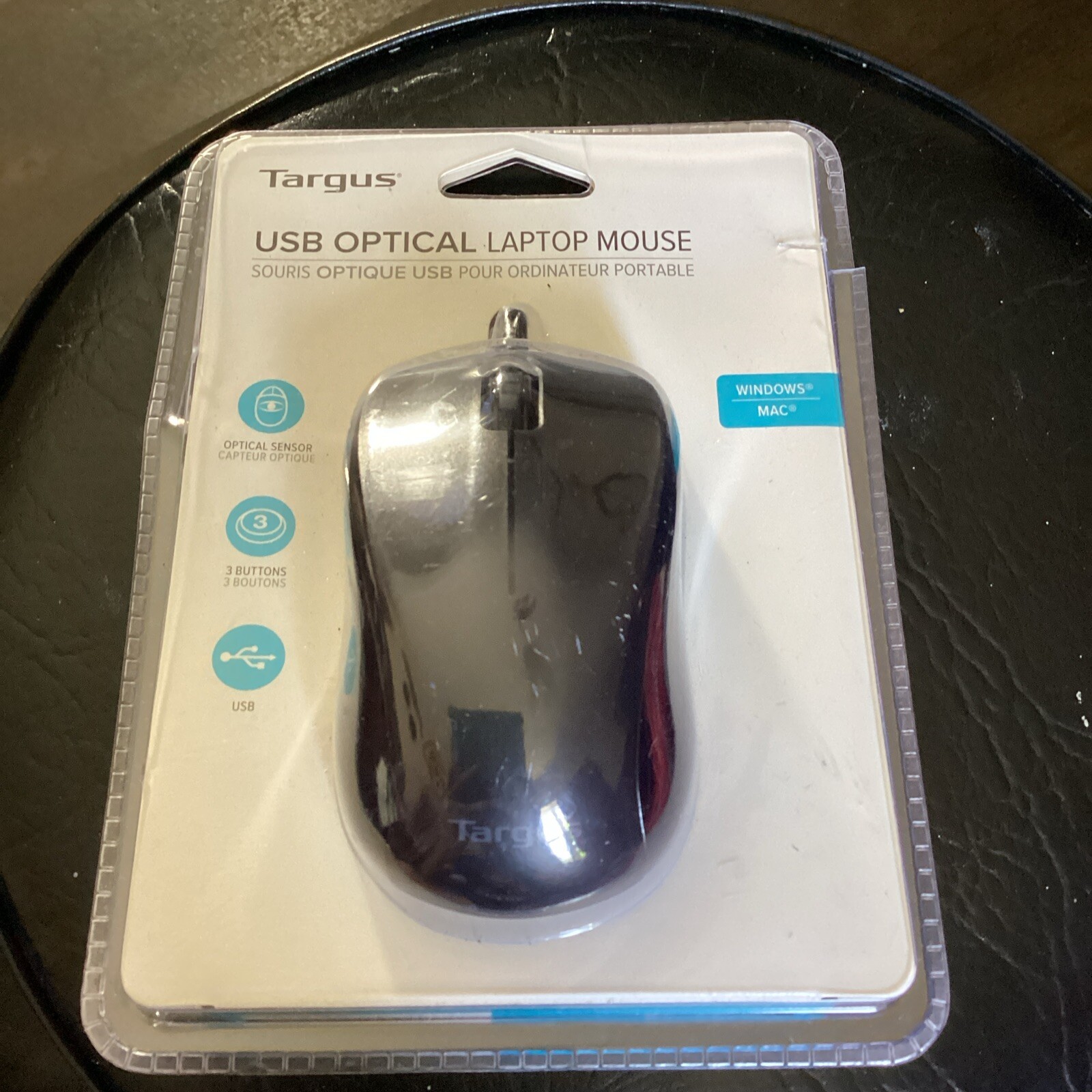 Targus AMU650 3-Button Optical Sensor USB Wired Laptop Mouse AMU80US