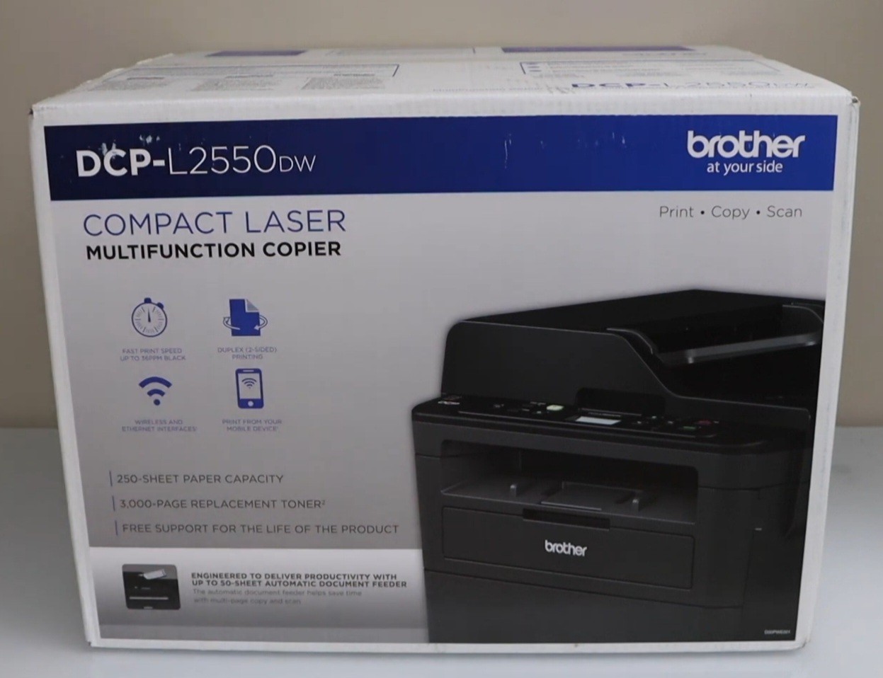 Brother DCP-L2550DW Compact Monochrome Laser Printer, Multifunction