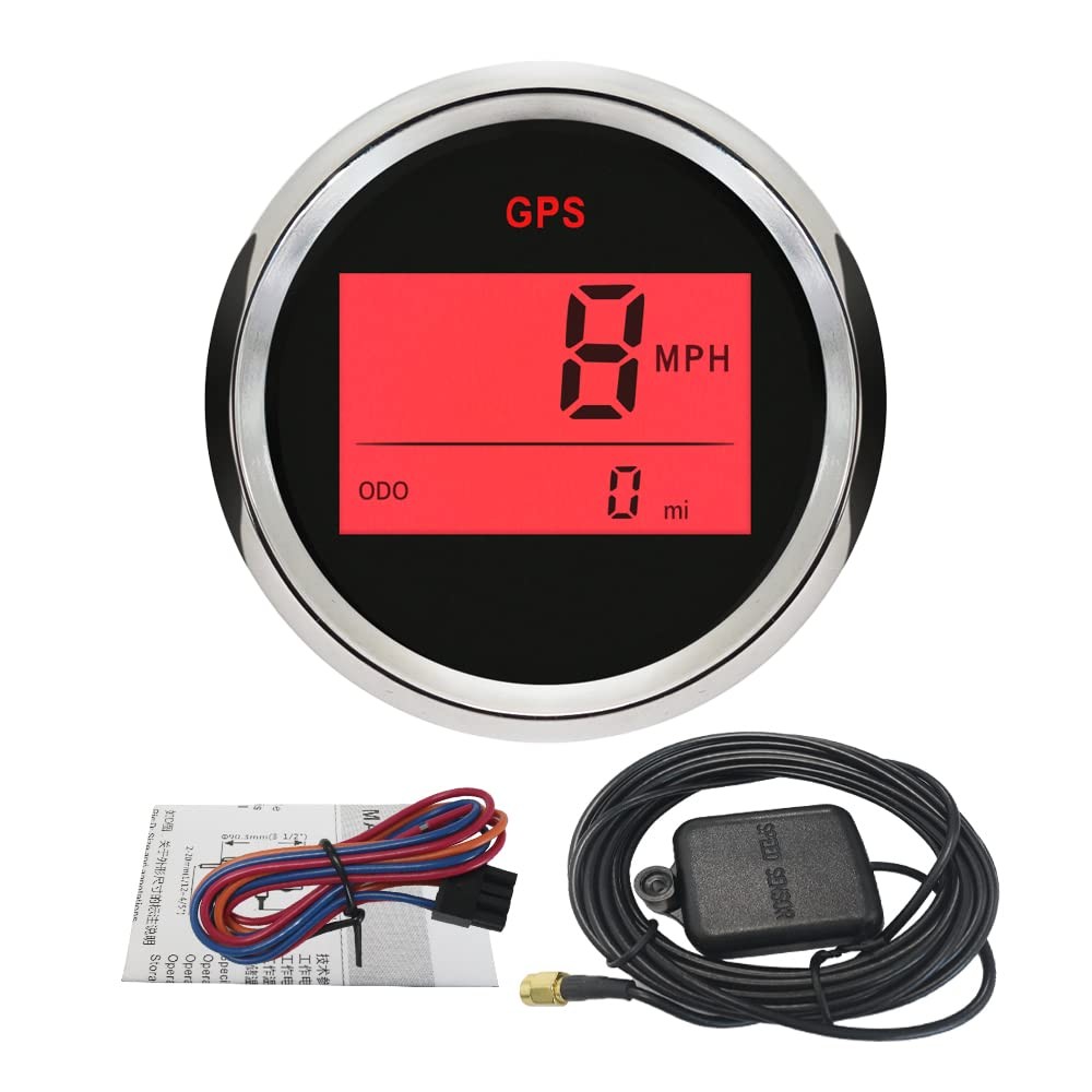 ELING 2" Digital GPS Speedometer Odometer with Red Backlight 12V 24V for RC C...