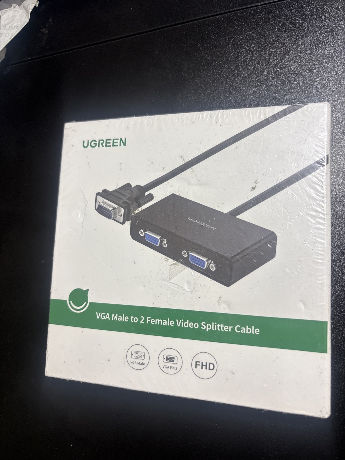 UGREEN VGA MALE TO 2 FEMALE VIDEO SPLITTER CABLE 3FT BLACK 