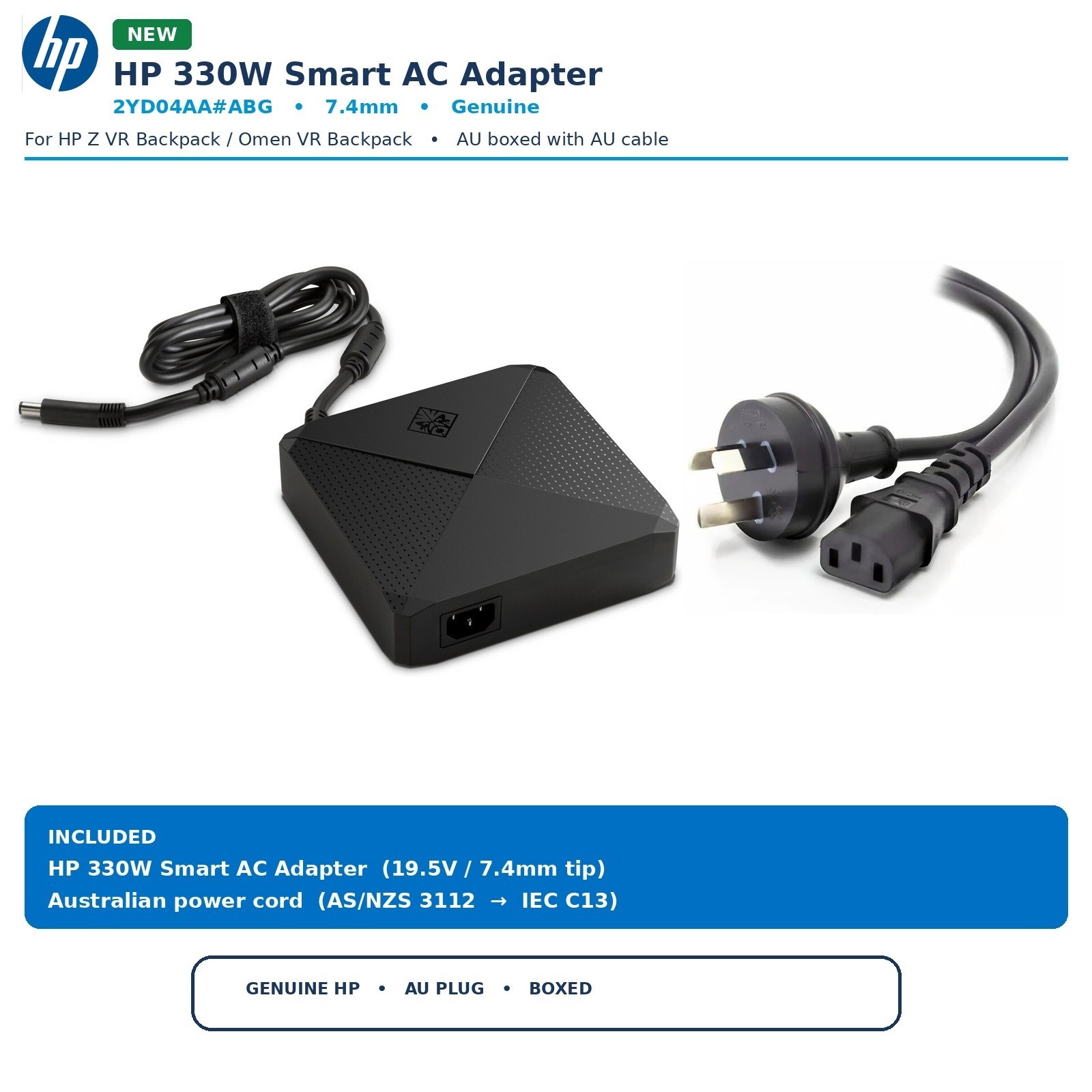 [3 PACK] NEW Genuine HP 330W Smart AC Adapter 2YD04AA#ABG 7.4mm Omen Z VR Backpa