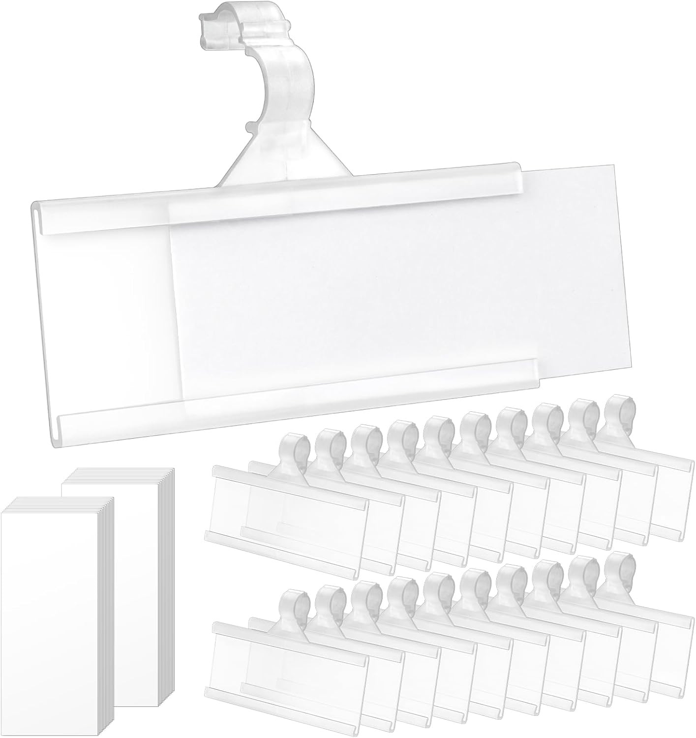 25Pcs Wire Shelf Label Holder, Reusable Plastic Shelf Tags for Pantry Retail Sh