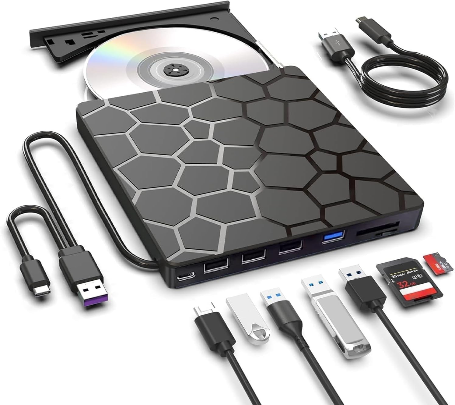 External DVD Drive USB C SuperDrive for Apple, Slot-in CD Drive for Mac, Port...
