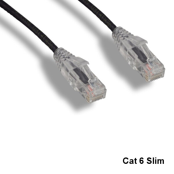 Kentek Black 25ft Slim Cat6 UTP Patch Cable 3.6MM 550MHz RJ45 Pure Copper RJ45
