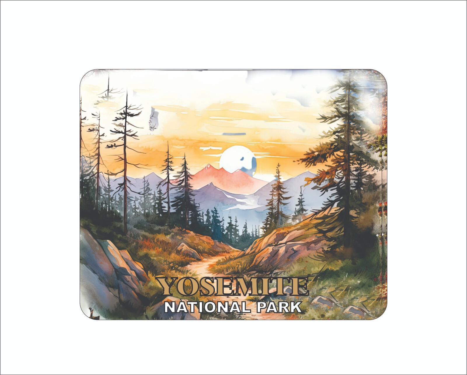 Yosemite National Park Wilderness Mouse Pad Painting Art 7 3/4 x 9"