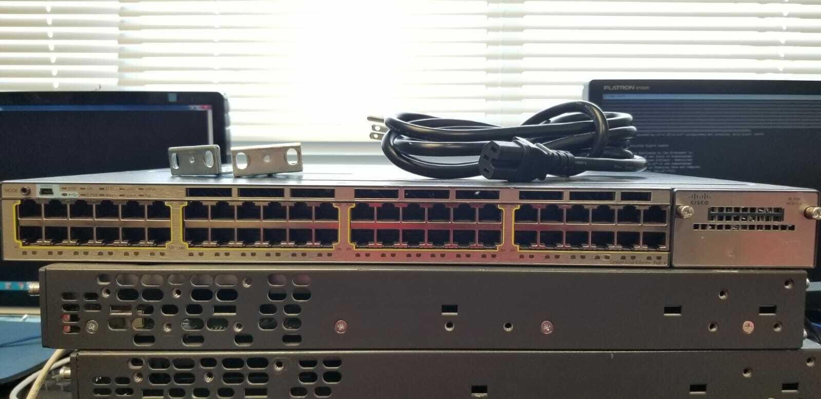 CISCO Catalyst 3750X WS-C3750X-48P 48x GbE PoE+ Port Switch /w 1 x PSU 1100WAC