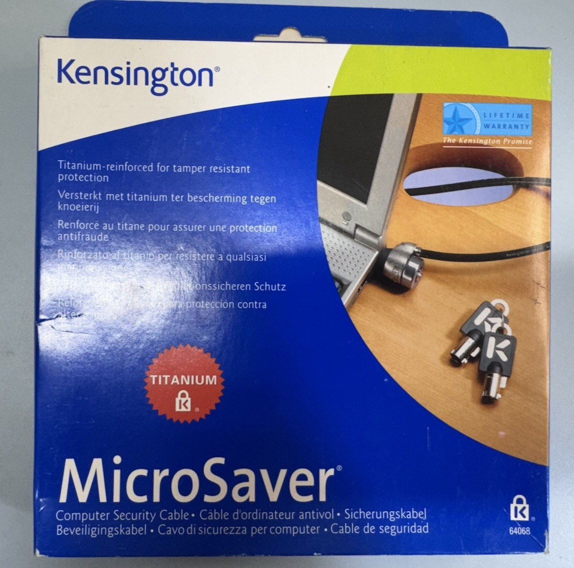 Kensington MicroSaver 64068 Laptop Computer Security Cable Keyed Lock 6ft NOS