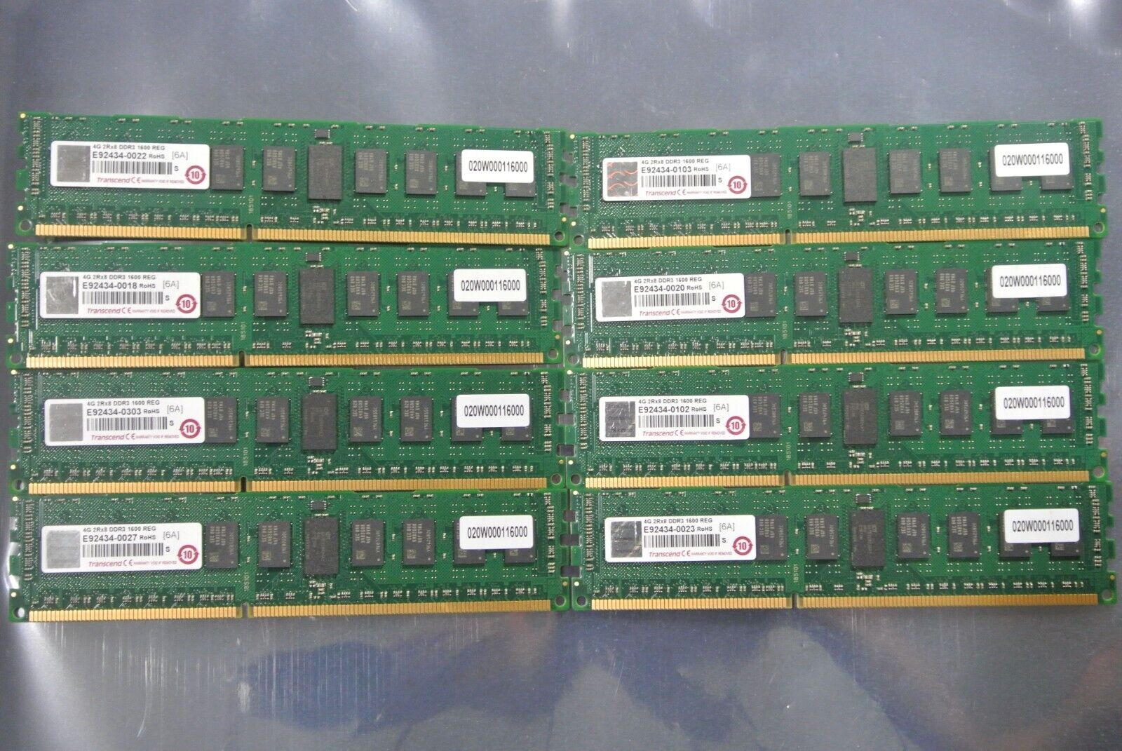32GB 8x4GB TRANSCEND 4GB 2RX8 DDR3-1600 REG SERVER MEMORY DIMM'S