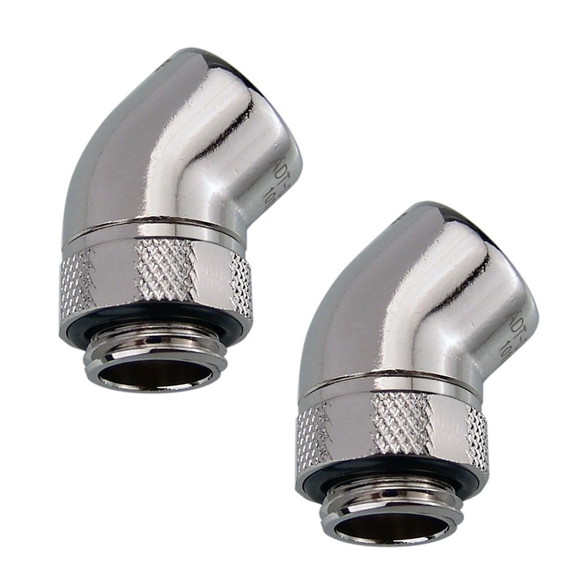 Koolance Swiveling 45 Degree Elbow Fitting, Nickel, 2-pack