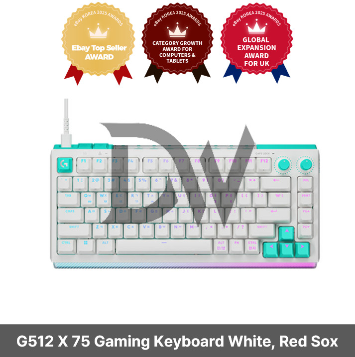 Logitech Korea Official G512 X 75 Gaming Keyboard White, Red Sox