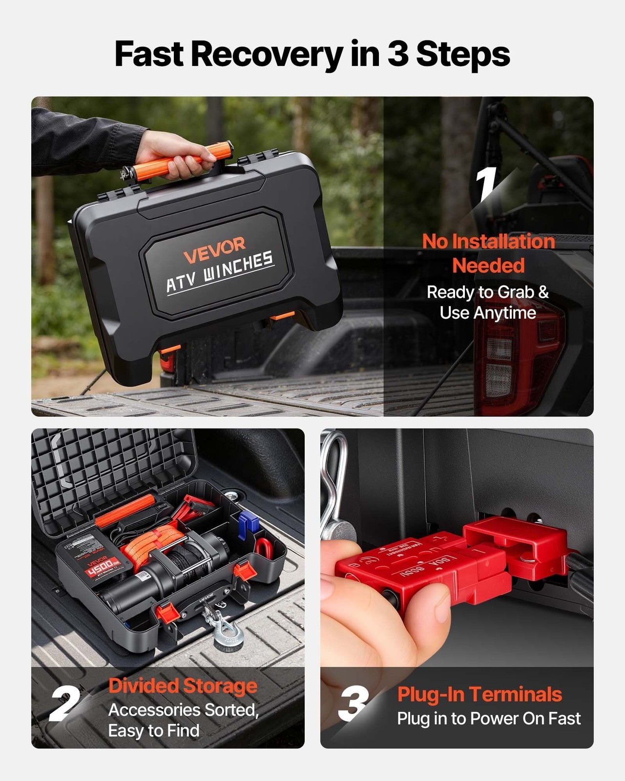Portable Winch, 4500 lbs 12V DC Electric Winch with Synthetic Rope, Wireless & W