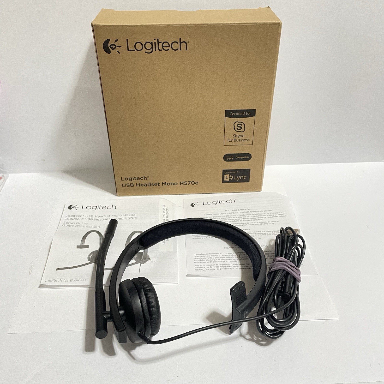 Logitech H570e Mono USB Headset Noise Canceling Wired Office Call Center Black