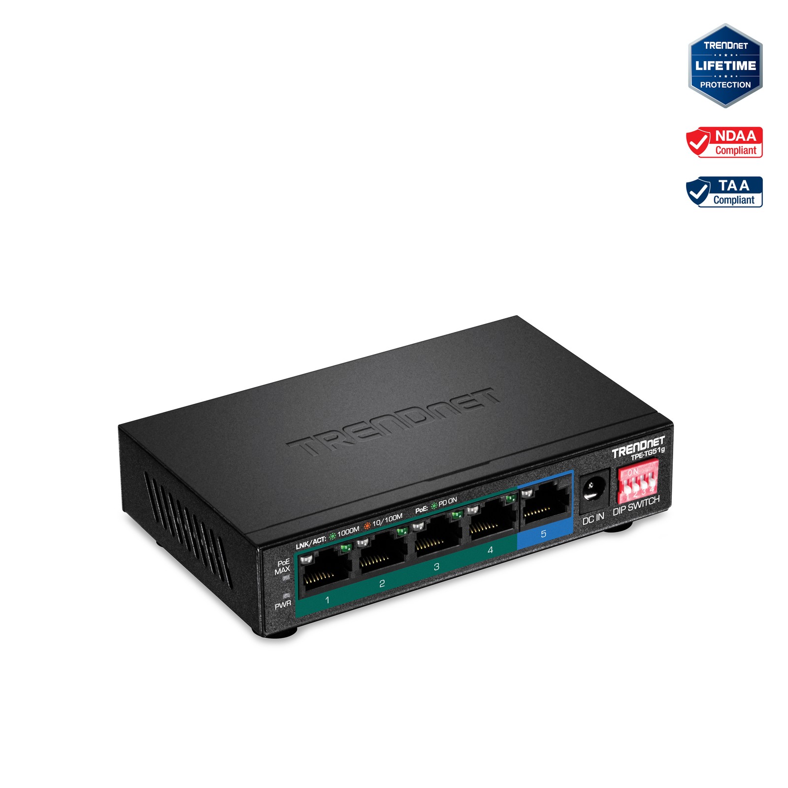 TRENDnet TPE-TG51g, 5-Port Gigabit PoE+ Switch