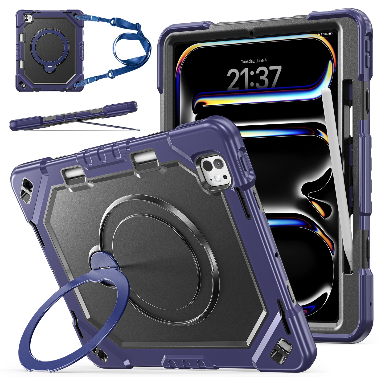 360° Rotation Aluminum Handle Kickstand Case for iPad Pro 13" M4 2024/M5 2025