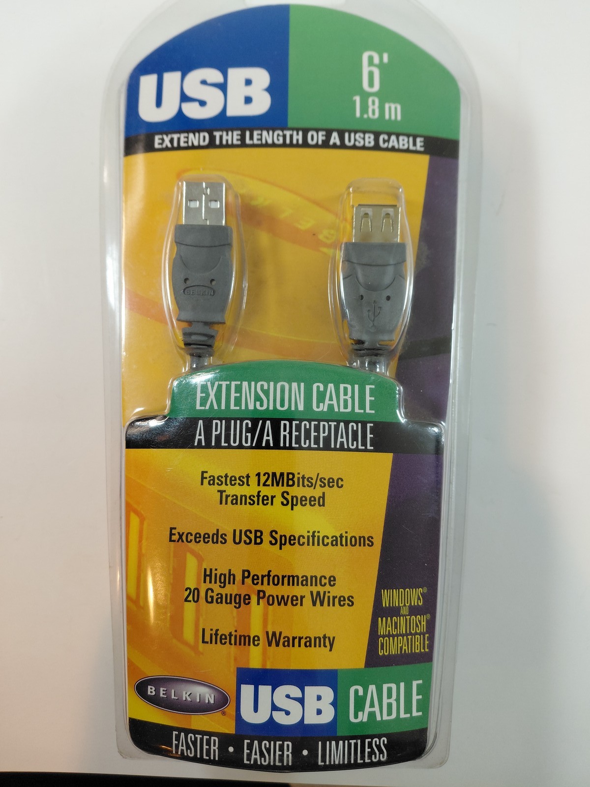 Belkin Pro Series USB-A Male to USB-A Female Extension Cable 6ft 1.8m F3U134-06
