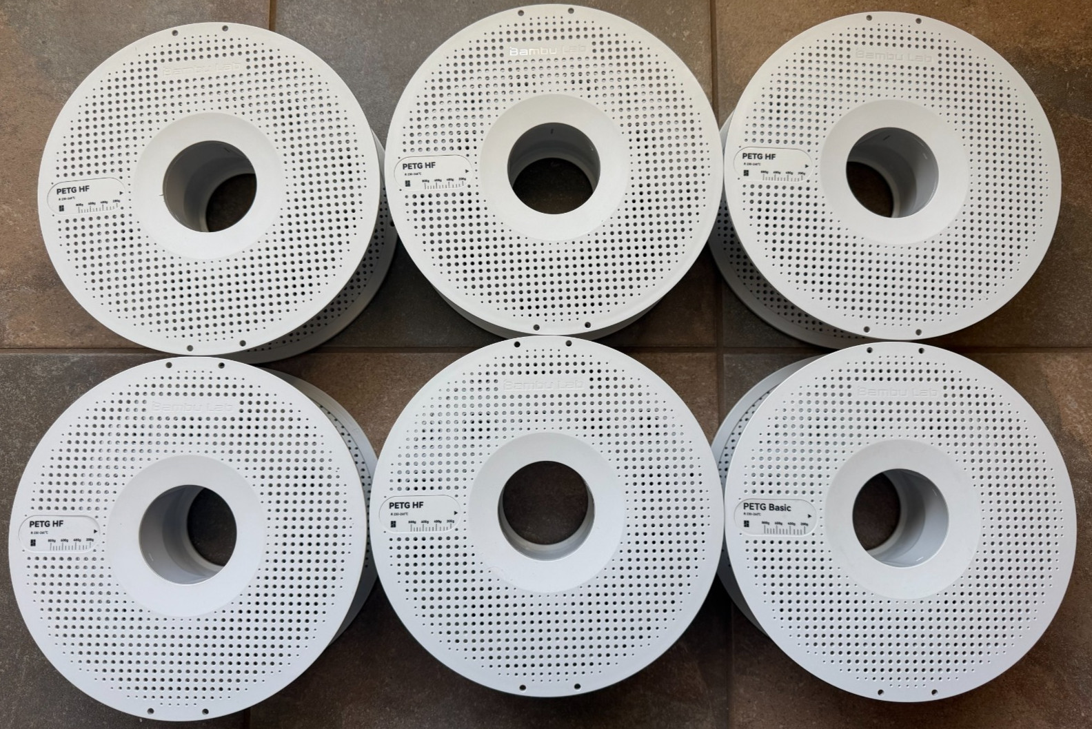 Bambu Lab 3D Printer Empty Spools 1.75mm 1kg Refillable Plastic Spools Lot of 6