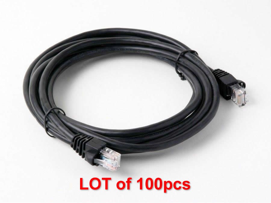 10ft High-quality Snagless Cat5e Patch Cable (350MHz) LOT of 100pcs