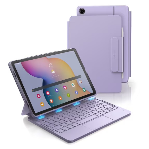 Dexnor for Samsung Galaxy Tab A9+ Plus Case with Keyboard, Ultra Magnetic Purple