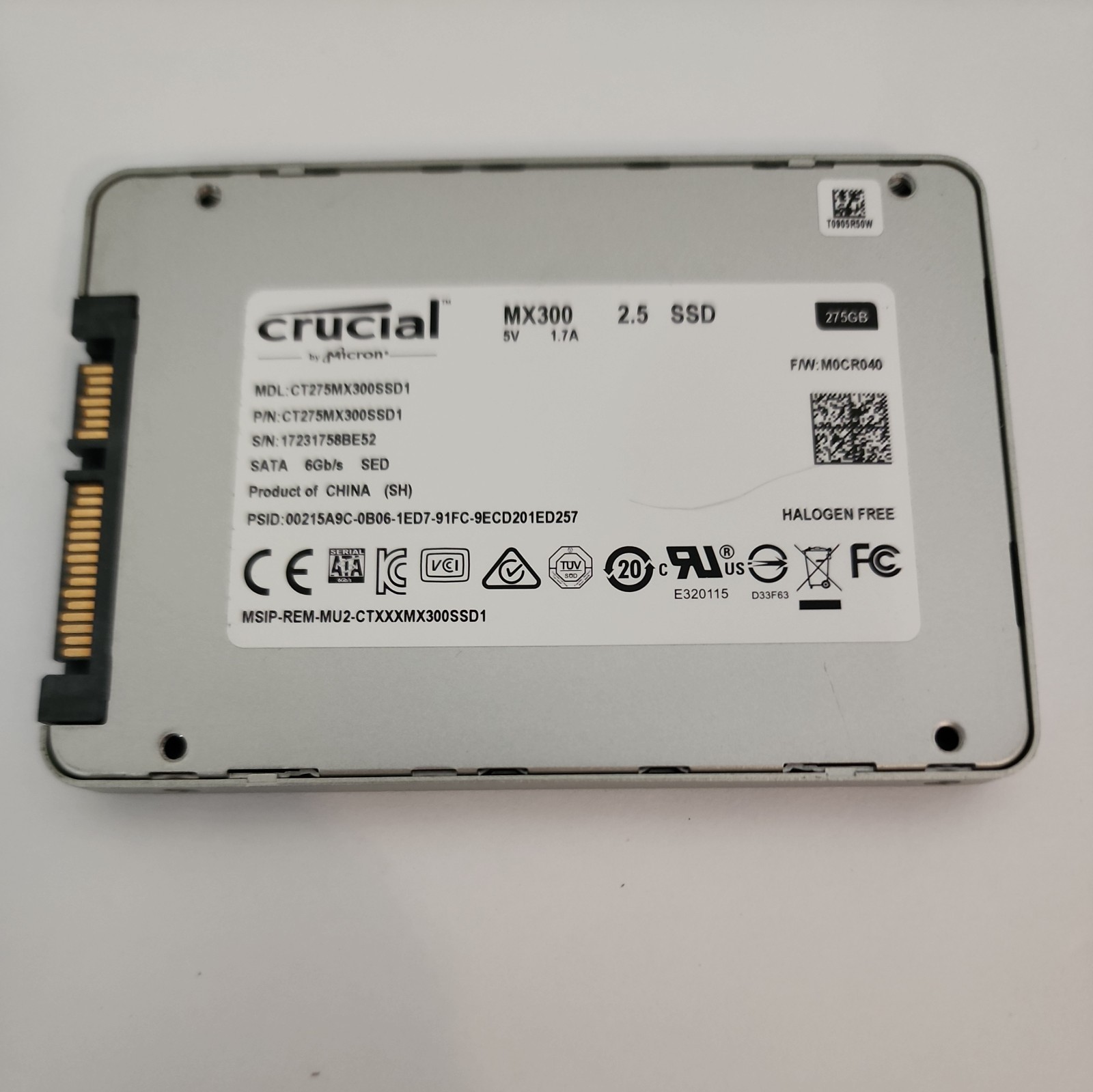 Crucial MX300 CT275MX300SSD1 275 GB 2.5 in SATA III Solid State Drive