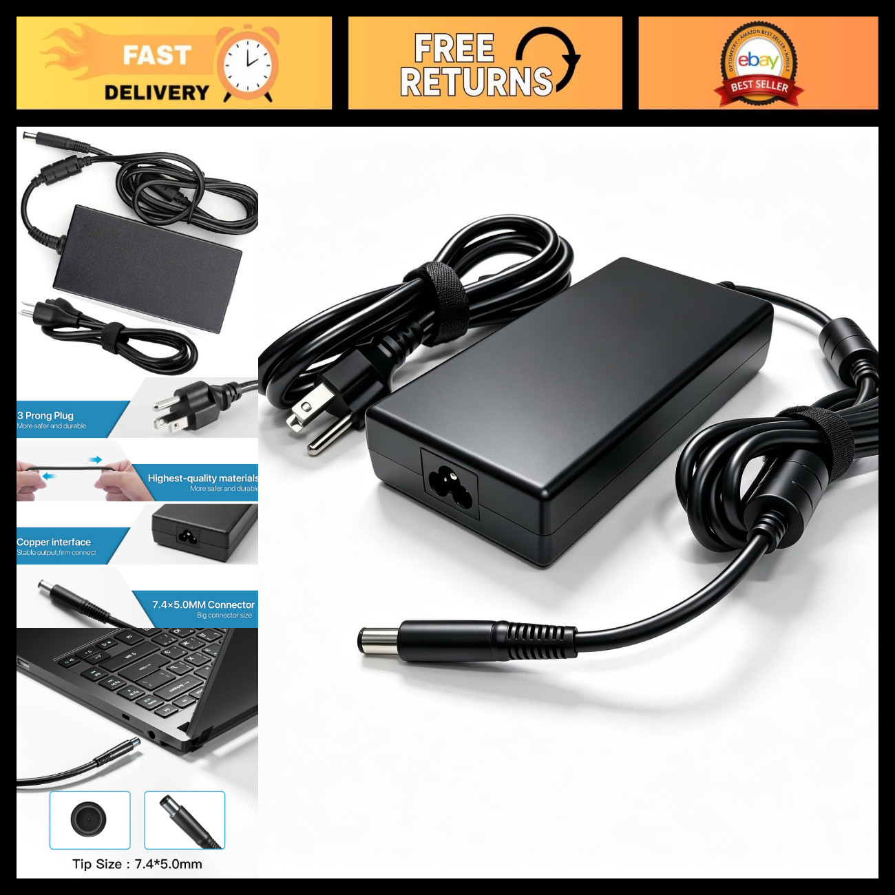 180W AC Charger for Dell Dock WD19 WD22TB4 K20A001, Power Adapter, Fast Charging